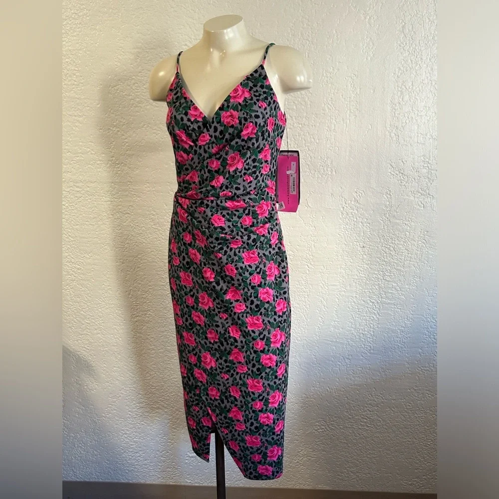 BETSY JOHNSON  floral spaghetti stripes bodycon dress NWT sz 4 - Picture 5 of 15